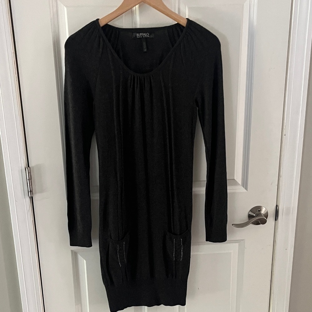 Buffalo David Bitton Charcoal Gray cotton sweater Long Sleeve Dress Sz small